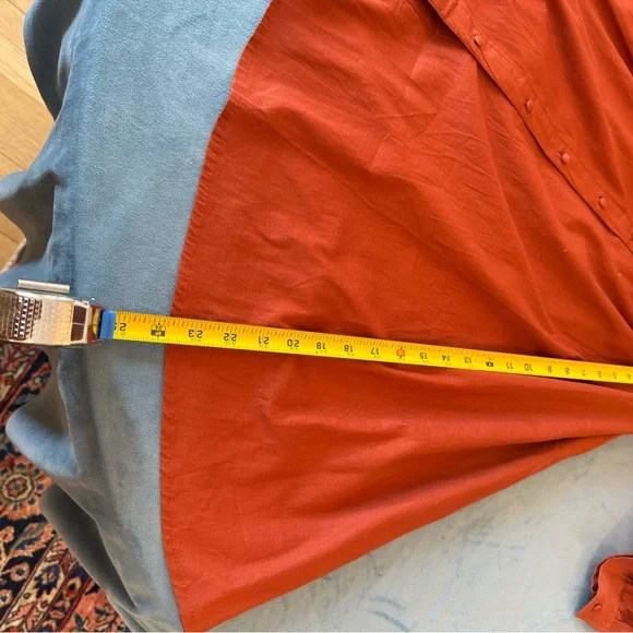 New York & Company Rust Shirt Dress Midi Long Sleeve Collared Belted M - Picture 7 of 9